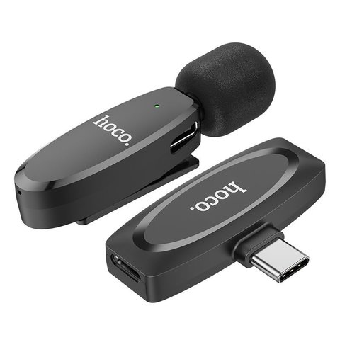 Мікрофон петличний Hoco L15, безпровідний, з кліпсою, USB тип-C, #6931474789037 Прев'ю 1