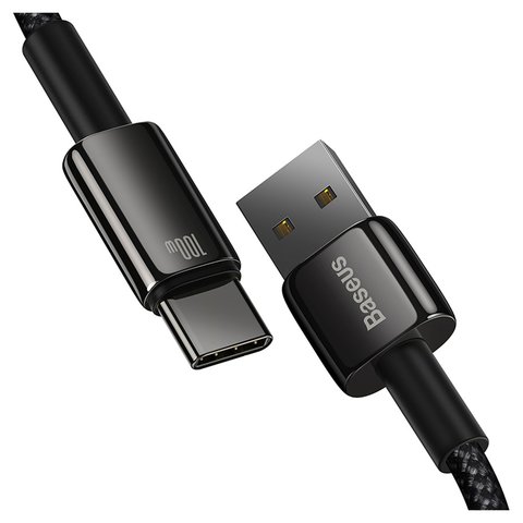 Cable USB Baseus Tungsten Gold, USB tipo-A, USB tipo C, 100 cm, 100 W, negro, con revestimiento de nylon, #CAWJ000001 Vista previa  2