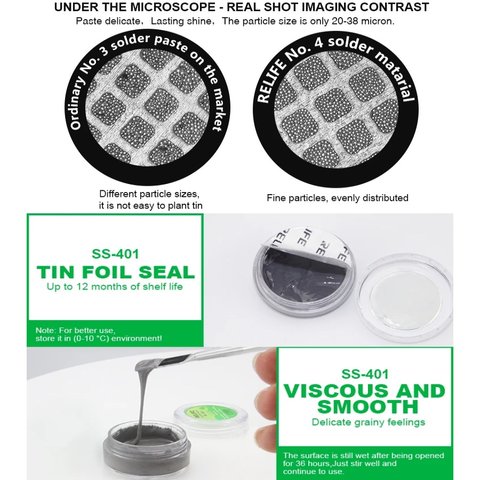 Pasta BGA RELIFE RL-401, Sn 63%, Pb 37%, 183 °C, 30 g Vista previa  3