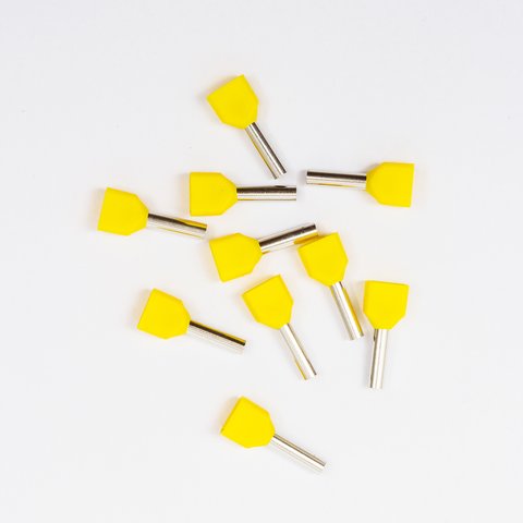 Наконечник TE2512, для 2х проводів, трубчастий, ізольований, жовтий, 10 шт., 2,5 мм², 12 мм Прев'ю 1