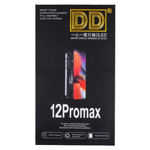 Дисплей для iPhone 12 Pro Max, чорний, з рамкою, High Copy, без мікросхеми, (OLED), DD-OLED Прев'ю 1