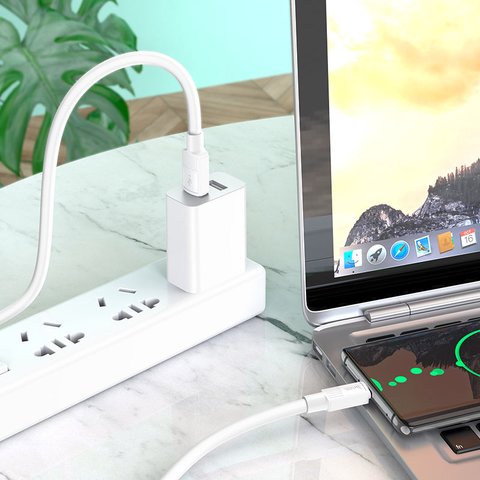 USB кабель Hoco X84, USB тип-C, USB тип-A, 100 см, 3 A, белый, #6931474771018 Превью 2