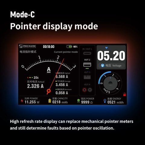 Лабораторный блок питания Mechanic Power Box 2.0, 10000mAh, 45W, Type-C, PD, 12 V, 5A Превью 9